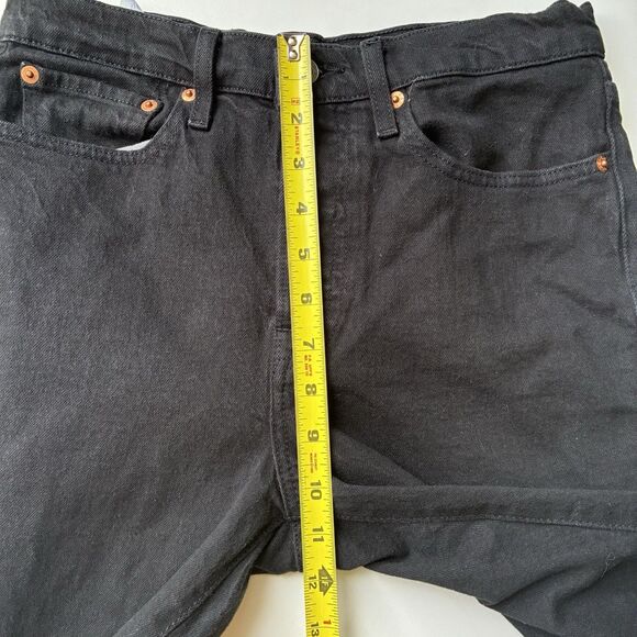 Levi’s Premium Wedgie Straight Leg Jeans Black Raw Hem Womens Size 27 Button Fly - Picture 13 of 16